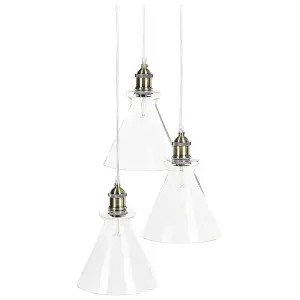 3 Light Glass Pendant Lamp Transparent BERGANTES