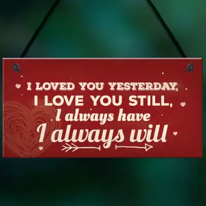 Red Ocean Love You Always Vintage Sign Valentines Anniversary Birthday Hanging Plaque Present Love Gift Special Present