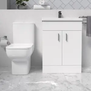 Nes Home White Basin Vanity and Close Coupled Toilet