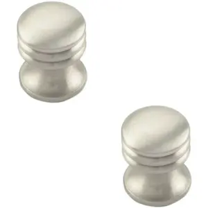 2x One Piece Textured Cupboard Door Knob 15.5mm Diameter Satin Nickel