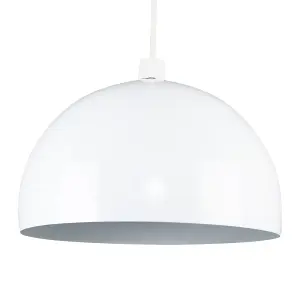 ValueLights Modern Gloss White Metal Dome Ceiling Pendant Light Shade