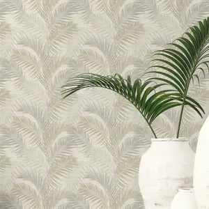 Galerie Palm Tree Beige Wallpaper