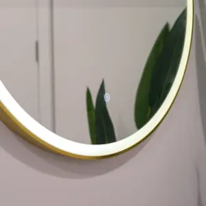 Brushed Brass 800mm Round Frame Mirror with Colour Change (13631)