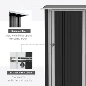 2.75 ft. W x 4.66 ft. D Metal Tongue & Groove Flat Garden Shed Black/Grey