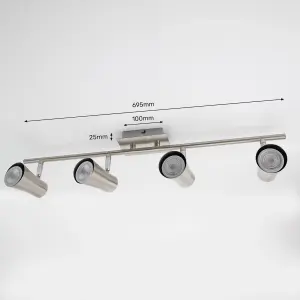 Swansea Brushed Steel 4-Bar Ceiling Spotlight