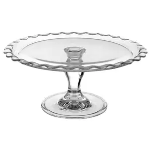 Queensway Home & Dining 26cm Diameter Footed Cake Stand Round Glass Pastry Service Plate