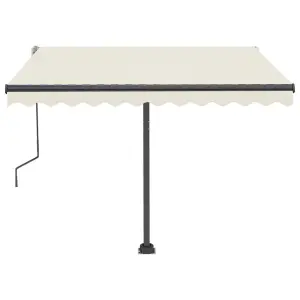 Berkfield Manual Retractable Awning with LED 300x250 cm Cream