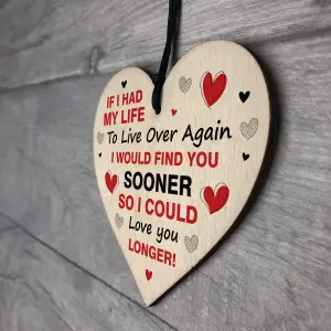 Red Ocean Valentines Gift For Him Or Her Love You Longer Valentines Day Gift Anniversary Present Wooden Heart