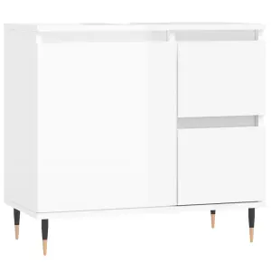 Berkfield Bathroom Cabinet High Gloss White 65x33x60 cm Engineered Wood