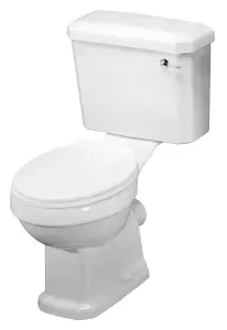 Traditional Close Coupled Toilet Pan, Cistern & Soft Close Seat - 820mm x 470mm