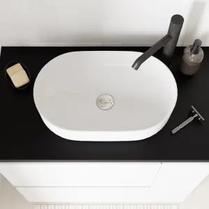 GoodHome Levanna Slim Gloss White Oblong Counter top Basin (W)48cm