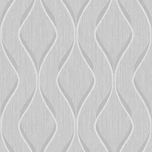 Muriva Grey Geometric Metallic & glitter effect Embossed Wallpaper