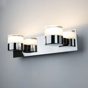 Double Polished Chrome 2x6W LED Bathroom Wall Light