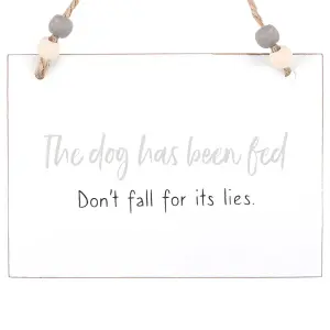 Something Different Dog Has Been Fed Hanging Sign White/Brown (One Size)