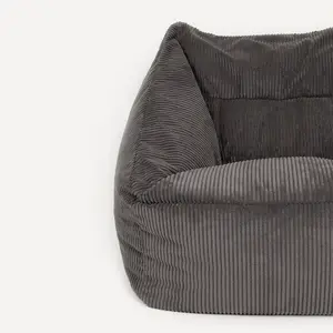 icon Morgan Corduroy Armchair Bean Bag and Pouffe Set Charcoal Grey Giant Bean Bag Chair