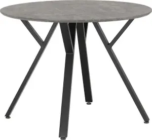 Athens Round Dining Table Concrete Effect Black Metal Legs Seats 4