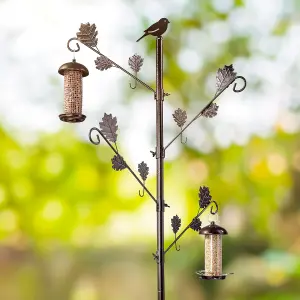 DIVCHI Bird Feeders Hanging Station With Leaves Outdoor Home Garden Bird Feeding Pole