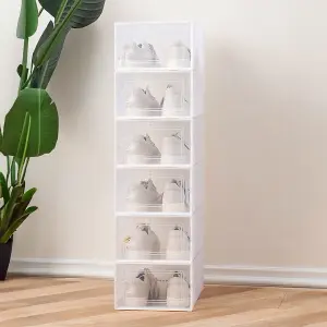 12 Pcs Clear Stackable Shoe Storage Box Plastic Shoe Organiser 36cm (W) x 26cm (D) x 16.5cm (H)