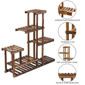 Garden 8 Tiers Brown Wooden Plant Stand 96cm H