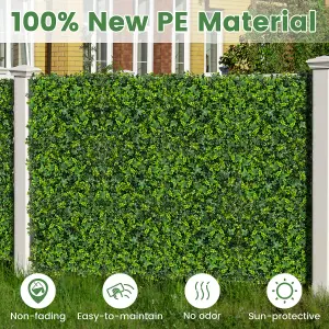 COSTWAY 12 Pcs Artificial Grass Wall Panels 50 x 50cm Faux Greenery Foliage Panels