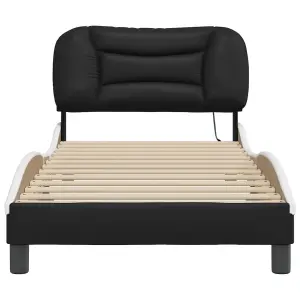 Berkfield Bed Frame with LED without Mattress Black and White 90x190 cm Single