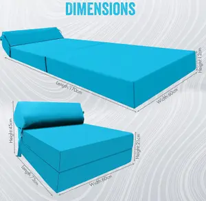 Fold Out Z Bed Chair Sofa Lounger With Pillow - Aqua