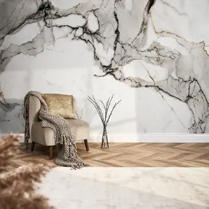 Statuario Marble Mural In Grey Tones (300cm x 240cm)