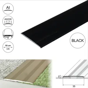 A08 930mm x 35mm 2.3mm Anodised Aluminium Flat Self Adhesive Door Threshold Strip - Black, 0.93m