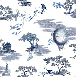 NuWallpaper NUS4550 Whimsy Fairytale Toille Novelty Peel & Stick Wallpaper, Navy