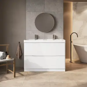 Eden 1200mm Floorstanding Vanity Unit in Gloss White & Resin Basin