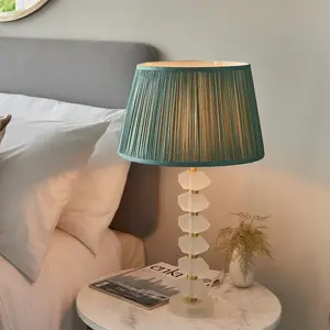 Luminosa Annabelle & Freya Base & Shade Table Lamp Frosted Crystal & Fir Silk