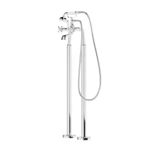 GoodHome Etel Chrome effect Floor-mounted Mono mixer tap with shower kit