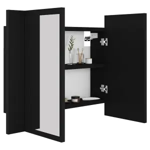 Berkfield LED Bathroom Mirror Cabinet Black 60x12x45 cm