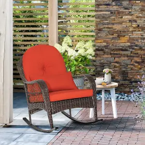 Costway Outdoor Patio Rattan Chair Wicker Sturdy Rocking Armchair Garden Furniture Set