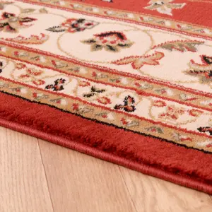 Terracotta Traditional Bordered Floral Easy to clean Rug for Dining Room Bed Room and Living Room-160cm X 230cm