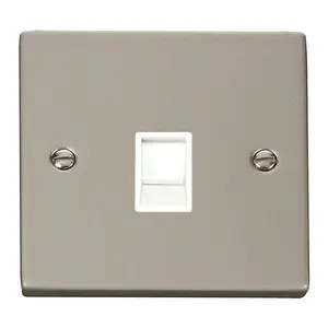 Pearl Nickel Rj11 Socket - White Trim - SE Home