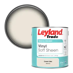 Leyland Trade Vinyl Soft Sheen Walls & Ceilings Emulsion Paint Cream Cake (PPG14-23) - 2.5L