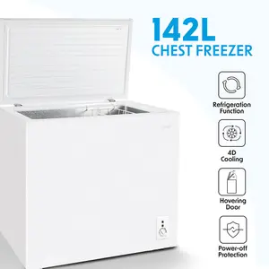 142L Quiet Freestanding Chest Freezer with Adjustable Temperature from -12 to -24 Degrees