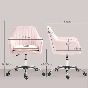 HOMCOM Office Chair, Swivel Desk Chair w/ Adjustable Height, Pink