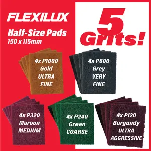 Flexilux Abrasive Pads - Sanding Pad Finishing Assortment - 20 Pack