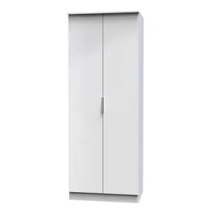 Poole 2 Door Wardrobe in White Gloss (Ready Assembled)