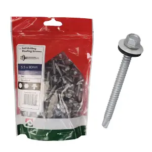 50 x Roofing Screws for Metal Sheets & Cladding Self Drill 55 x 80mm Hex Head