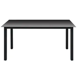 Berkfield Garden Table Black 150x90x74 cm Aluminium and Glass