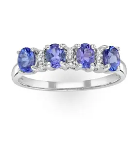 Tanzanite 0.76Ct And Diamond 9K White Gold Ring