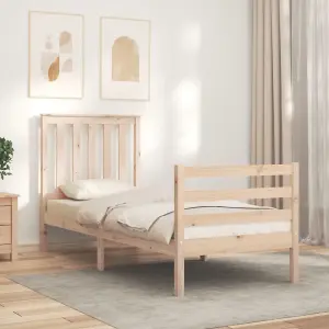 Berkfield Bed Frame with Headboard Small Single Solid Wood