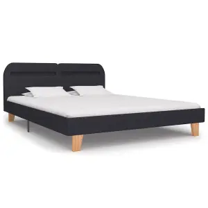 Berkfield Bed Frame with LED Dark Grey Fabric 150x200 cm 5FT King Size