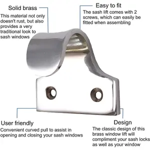 EAI - Sash Window Lift Handle - 50mm - Polished Chrome