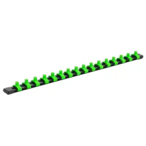 Sealey Socket Retaining Rail With 16 Clips 1/4" Square Drive Green AK27052HV