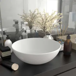 Berkfield Bathroom Sink Ceramic Matt White Round