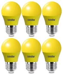 Extrastar 4W Yellow LED Golf Ball Modern ColouYellow Light Bulb E27 (Pack of 6)